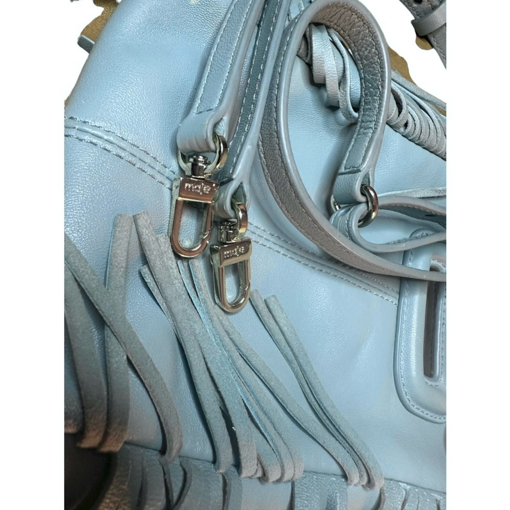 Maje $332 MSRP Maje M bag Light Blue Fringe Mini Top Handle w Crossbody 3-way - Picture 7 of 12